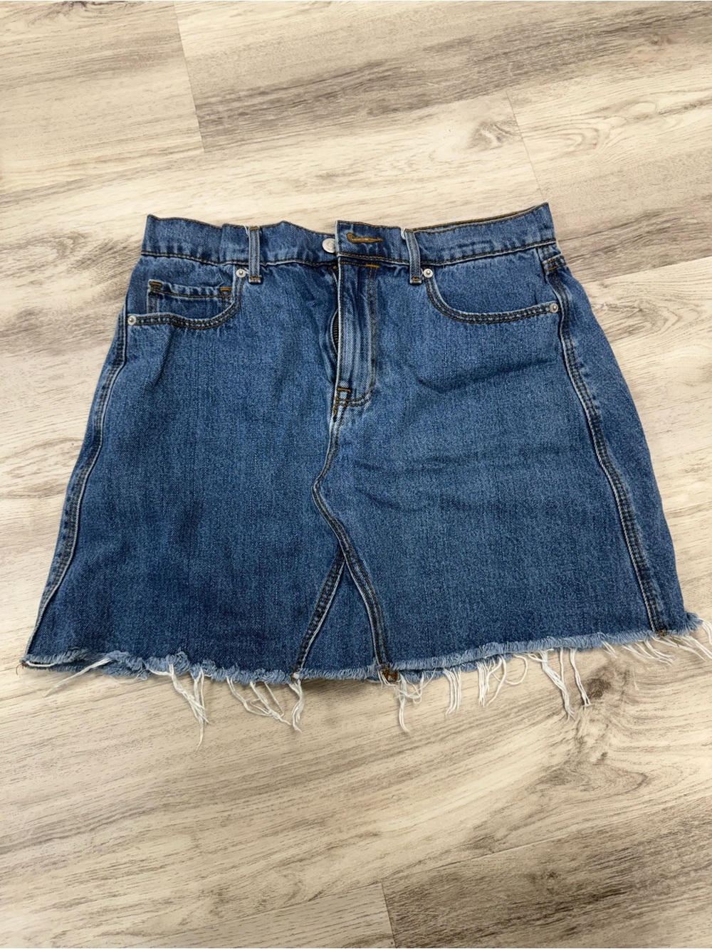 Old Navy Classic Blue Denim Mini Skirt with Raw Hem